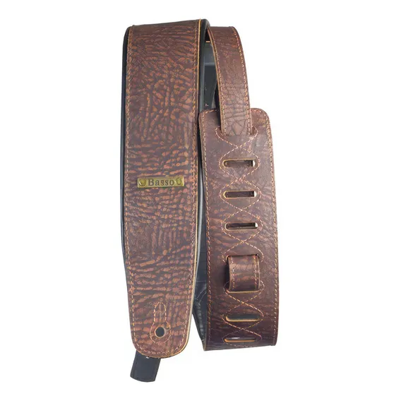 Correia Alça Guitarra Basso Straps Couro Cla Cs 08 Marrom Foto 1