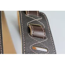 Correia Basso Vintage Liso Violao Baixo Guitarra Strap Lock Cor Marrom Com Strap Lock Prata Foto mini 2