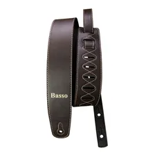 Correia Basso Vintage Liso Violao Baixo Guitarra Strap Lock Cor Marrom Com Strap Lock Prata Foto mini 1