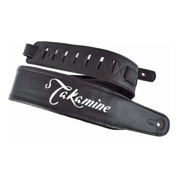 Correia Em Couro Luxo Takamine Tbs65 Preta Foto 1