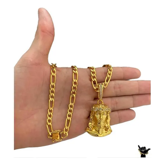 Corrente 3x1 10mm + Pingente Cruz - Banhado A Ouro 18k Foto 1