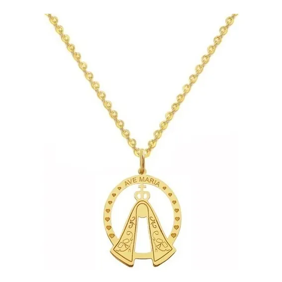 Corrente Bailarina + Pingente Nossa Senhora Ouro 18k Maria Cor Amarelo Foto 1