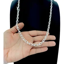 Corrente Cadeado Masculina Prata 925 Maciça Fecho Gaveta 8mm Cor Prateado Foto mini 3