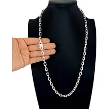 Corrente Cadeado Masculina Prata 925 Maciça Fecho Gaveta 8mm Cor Prateado Foto mini 2
