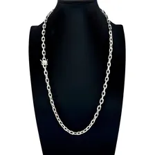 Corrente Cadeado Masculina Prata 925 Maciça Fecho Gaveta 8mm Cor Prateado Foto mini 1