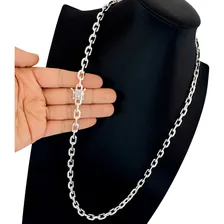 Corrente Cadeado Masculina Prata 925 Maciça Fecho Gaveta 8mm Cor Prateado Foto mini 4