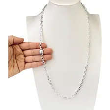 Corrente Cadeado Masculino Prata 925 Fecho Gaveta 5mm 70cm Cor Prateado Foto mini 1