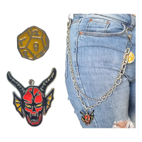 Corrente Calça Dupla Hellfire Stranger Things Punk Rock Cor Prateado Foto 1