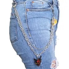 Corrente Calça Dupla Hellfire Stranger Things Punk Rock Cor Prateado Foto mini  3