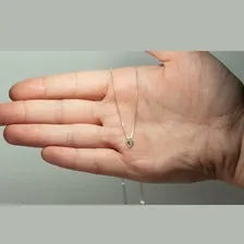 Corrente Colar 45cm Ponto De Luz Coração Zirconia Prata 925 Foto mini 2