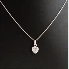 Corrente Colar 45cm Ponto De Luz Coração Zirconia Prata 925 Foto mini 1