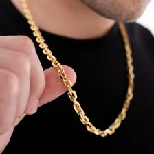 Corrente Colar Cadeado 6mm Banhado A Ouro + Cor Dourado Foto mini 4