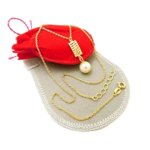Corrente Colar Feminino 45/50cm Perola Folheado Ouro Cr618a Foto 1