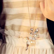 Corrente Colar Feminino Pingente Fada Bola Cristal Dourada C546 Cor Dourado Foto mini 3
