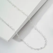 Corrente Colar Feminino Prata 925 Coração Elo Legítima 45cm Foto mini 3