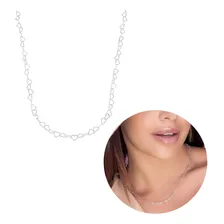 Corrente Colar Feminino Prata 925 Coração Elo Legítima 45cm Foto mini 2