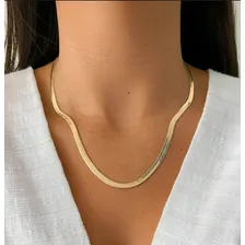 Corrente Colar Fita Laminada Prata 30cm Cor Dourado Foto mini  3