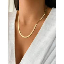 Corrente Colar Fita Laminada Prata 30cm Cor Dourado Foto mini  2