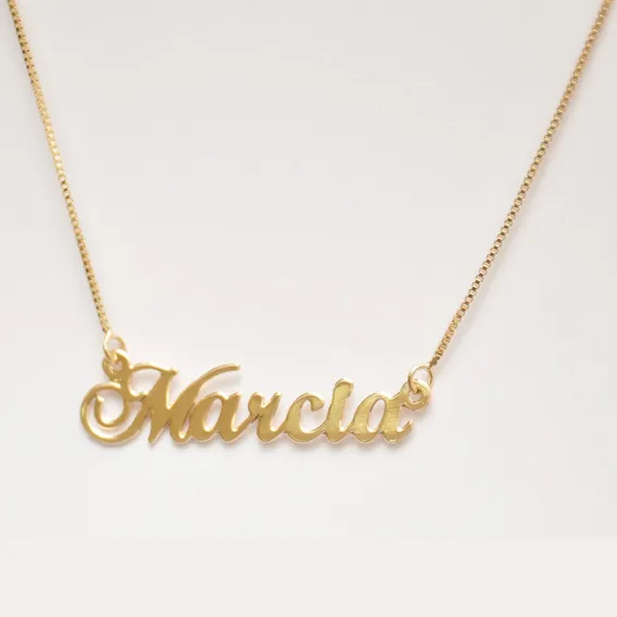 Corrente Com Nome Personalizado - Marcia Cor Dourado Foto 1