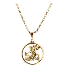 Corrente Com Pingente São Jorge Medalha Vazada Foto  mini 1