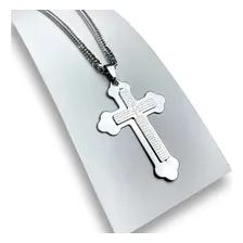 Corrente Cordão Aço Cirúrgico 70 Cm Pingente Crucifixo Homem Cor Aço inox Foto mini 3