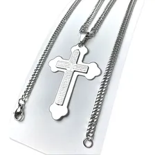 Corrente Cordão Aço Cirúrgico 70 Cm Pingente Crucifixo Homem Cor Aço inox Foto mini 1