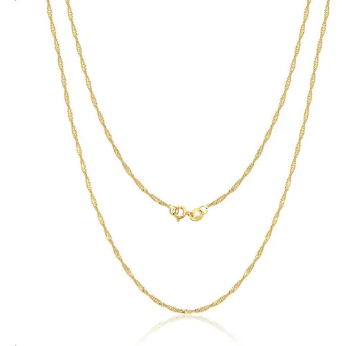 Corrente Cordão Colar Ouro 18k Feminina Singapura 45cm Cor Ouro Amarelo Foto 1
