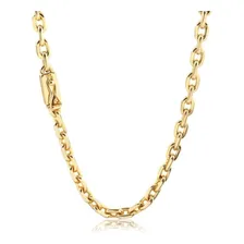 Corrente Cordão Moeda Antiga 9mm Elo Cadeado 70cm Premium Cor Dourado Foto mini 1