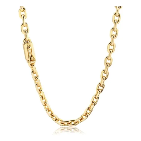 Corrente Cordão Moeda Antiga 9mm Elo Cadeado 70cm Premium Cor Dourado Foto 1