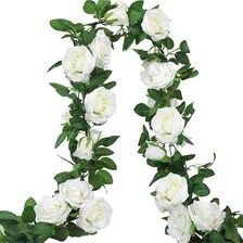 Corrente De Rosas 2 Metros Trepadeira Artificial Folhagem Branca Foto  mini 1