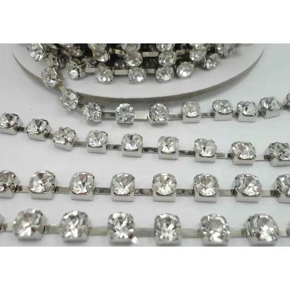 Corrente De Strass E-NVK Em Metro Ss16 5 Metros Cor Prata Foto 1