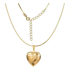 Corrente Feminina 50cm 1mm Relicario 2cm Folheado Ouro Cr219 Foto  mini 1