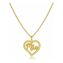 Corrente Feminina Coração Mãe Gargantilha Folheado Ouro 18k Cor Dourado Foto mini 1