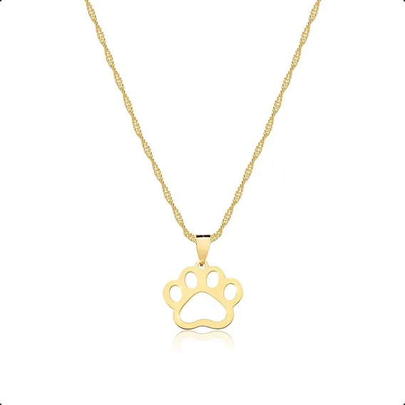 Corrente Feminina De Ouro 18k 750 45cm Com Pingente Patinha Cor Ouro Amarelo Foto 1