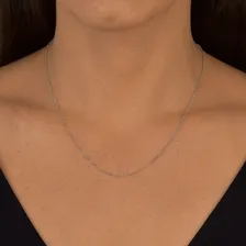 Corrente Feminina De Ouro Branco 18k Elo Português 45cm 1mm Foto mini  2