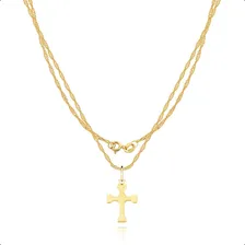 Corrente Feminina Ouro 18k 40cm + Cruz Ouro 18k Cor Ouro amarelo Foto mini 1