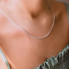 Corrente Feminina Pipoca Diamantada 45cm De Prata925 Top Cor Prata Foto mini 4