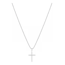 Corrente Feminina Prata Maciça 925 + Pingente Crucifixo 45c Cor Prateado Foto  mini 1