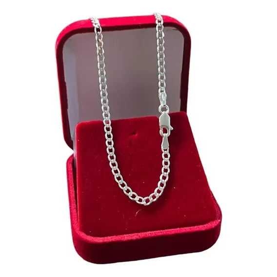 Corrente Grumet Italiana Prata 925 Maciça 60cm 3mm Masculina Foto 1