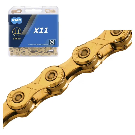 Corrente Kmc Ti Dourada X11 11v 118 Elos Comp/ Sram Shimano Foto 1