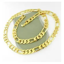 Corrente Masculina 53cm 1cm Folheada Ouro Cr140 Foto mini 3