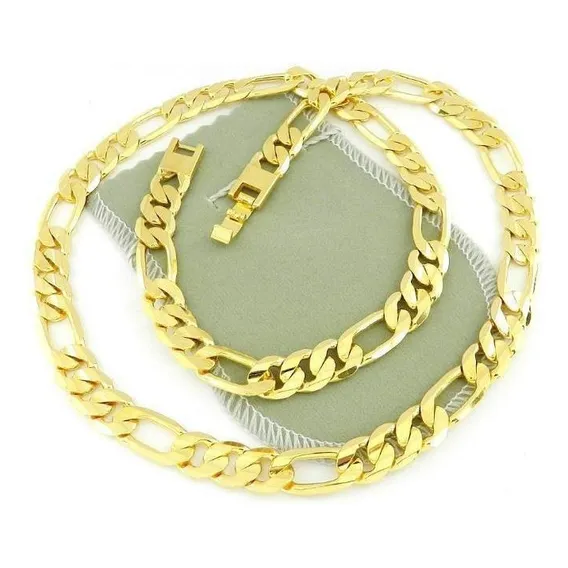 Corrente Masculina 53cm 1cm Folheada Ouro Cr140 Foto 1