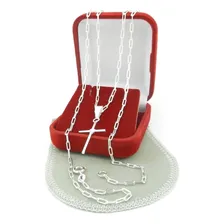 Corrente Masculina 60cm 2mm + Cruz Folheada Prata Cr640 Cor Prateado Foto mini 3