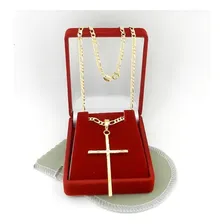 Corrente Masculina 60cm 3mm + Cruz Folheado Ouro Cr744 Foto mini 4