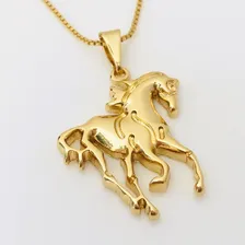 Corrente Masculina 60cm Pingente Cavalo Rodeio Banhado Ouro Cor Dourado Foto mini  3
