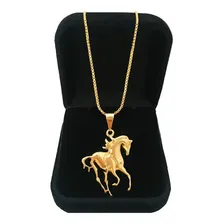 Corrente Masculina 60cm Pingente Cavalo Rodeio Banhado Ouro Cor Dourado Foto  mini 1