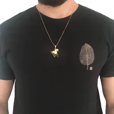 Corrente Masculina 60cm Pingente Cavalo Rodeio Banhado Ouro Cor Dourado Foto mini  2