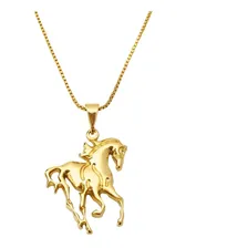 Corrente Masculina 60cm Pingente Cavalo Rodeio Banhado Ouro Cor Dourado Foto mini 4