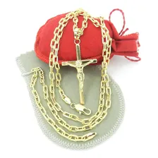 Corrente Masculina 70cm + Cruz Folheada Ouro Cr625 Foto mini 1