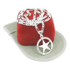 Corrente Masculina 80cm 3mm + Estrela Prata Cr823c Foto mini  2